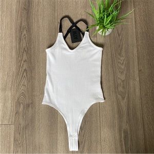 ATM Micro Modal Crossback Bodysuit White Sz Small